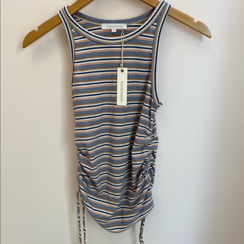 OLIVACEOUS RUCHED TOP